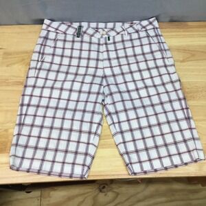 Chervo Mens‎ Plaid Golf Shorts White Navy Red Size IT 54 US 38 Performance